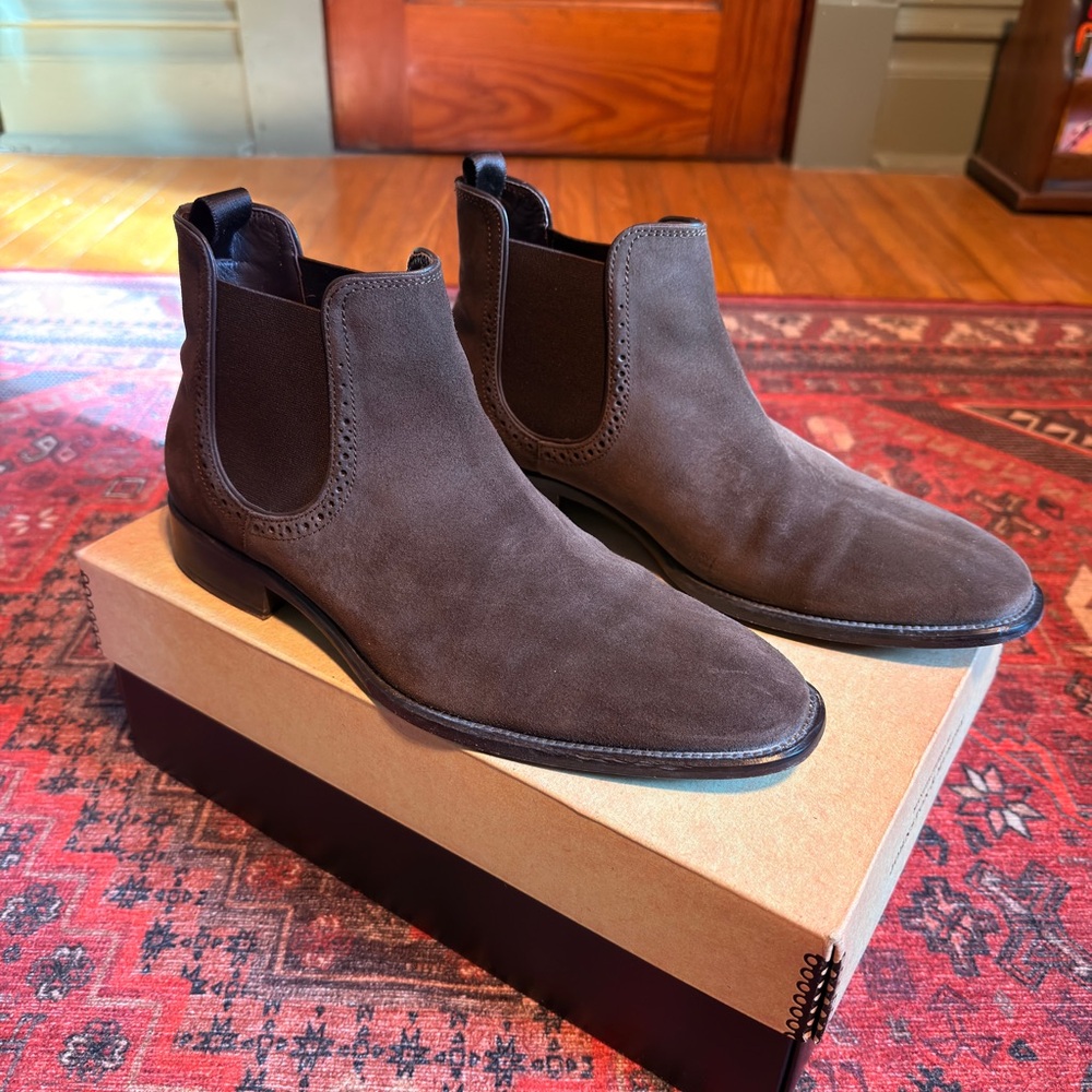Johnston & Murphy Dark Brown Suede Chelsea Boots